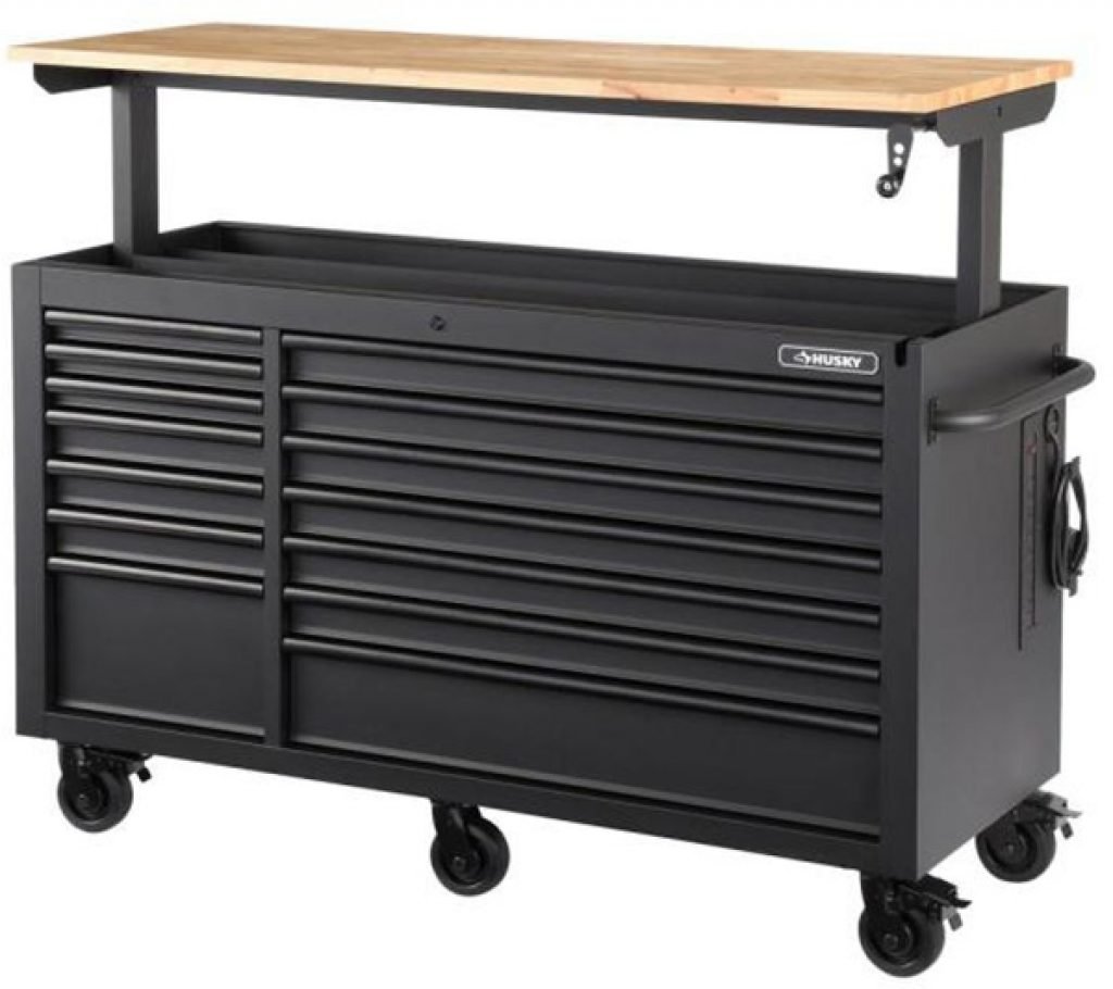 Husky 62″ Adjustable Height Mobile Workbench – ToolKit